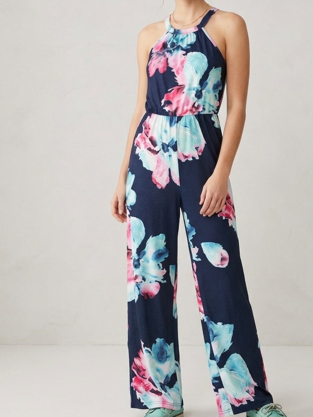 Inin floral colorful watercolor sleeveless jumpsuit